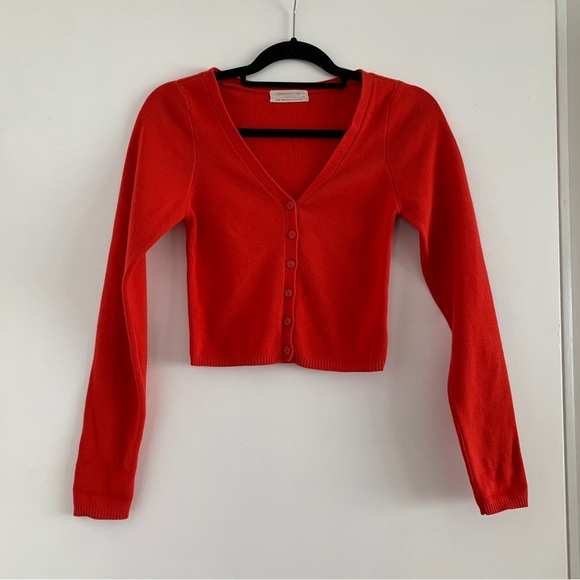 Urban Outfitters Sweaters - Urban Outfitters Red Cotton V-Neck Sweater Cardigan